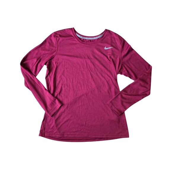 Nike Legend Long Sleeve T-Shirt Women’s L Maroon Dri-Fit Athletic Top - Picture 1 of 7